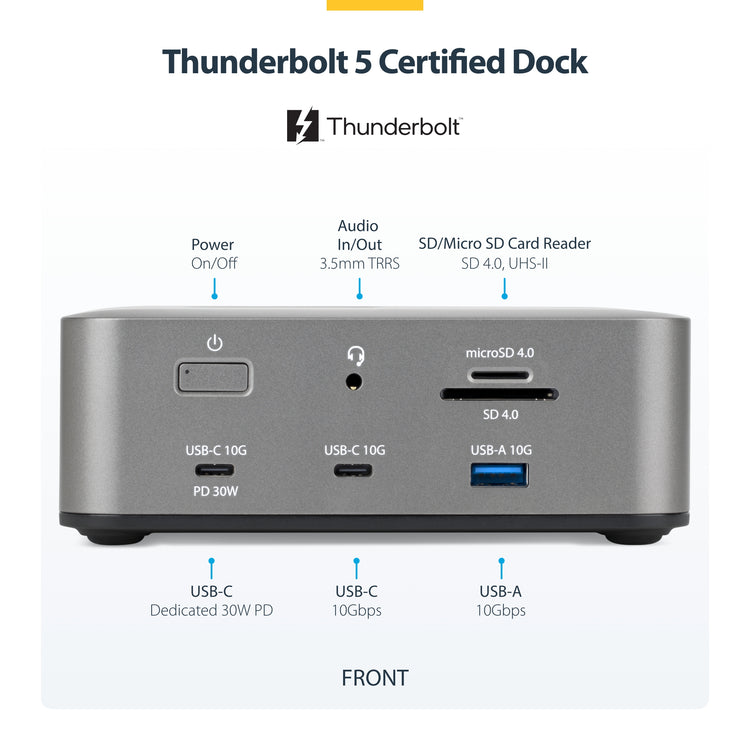 StarTech.com 215N-TB5USB4DOCK station d'accueil Avec fil Thunderbolt 5 Gris - Image 5