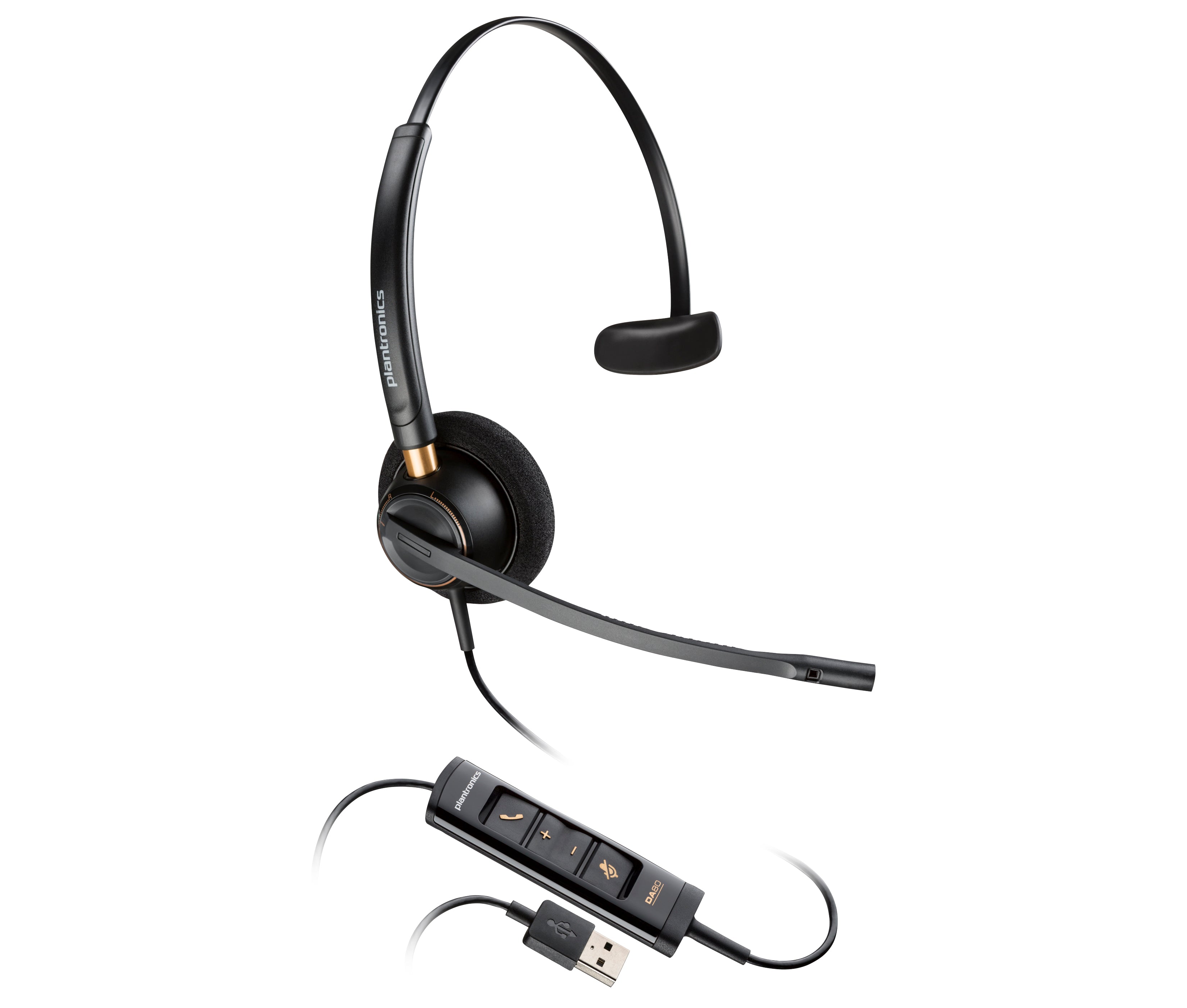 Poly EncorePro 515 Microsoft Teams Certified Monoaural with USB-A Headset Avec fil Arceau Appels/Musique Noir - Image 1