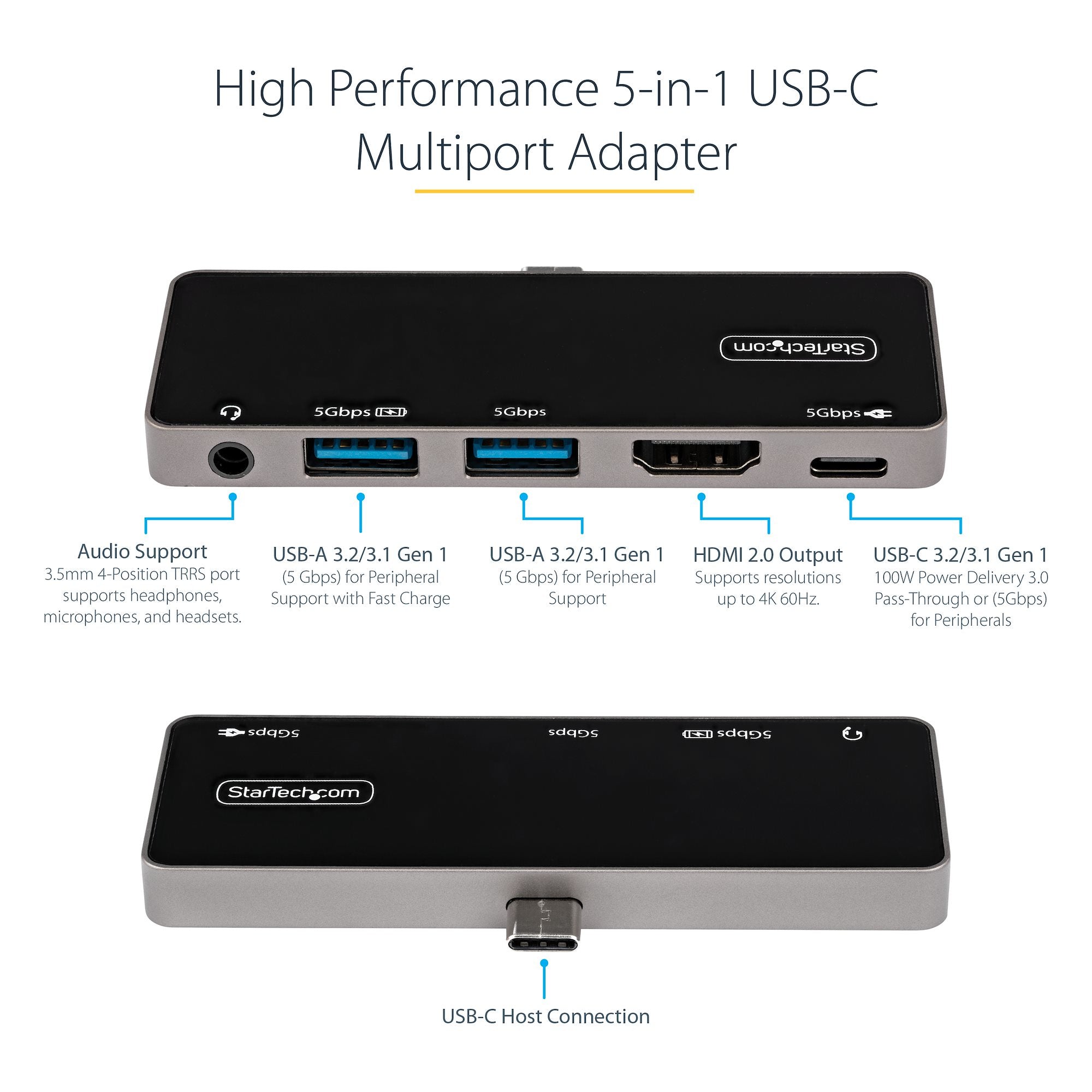 StarTech.com DKT30ICHPD station d'accueil Avec fil USB 3.2 Gen 1 (3.1 Gen 1) Type-C Noir, Argent - Image 6