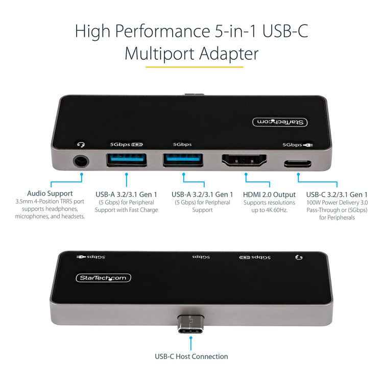 StarTech.com DKT30ICHPD station d'accueil Avec fil USB 3.2 Gen 1 (3.1 Gen 1) Type-C Noir, Argent - Image 6