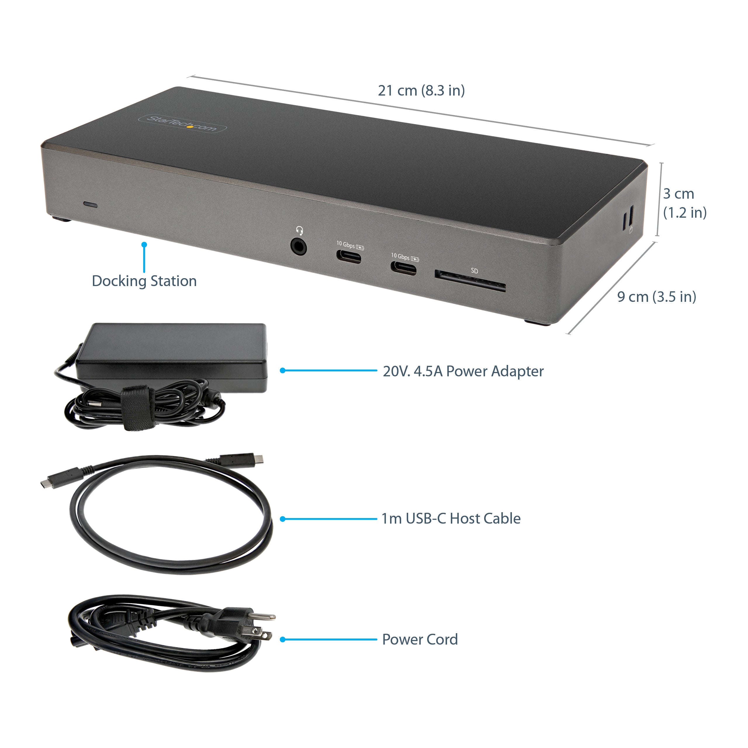 StarTech.com DK31C2DHSPD station d'accueil Avec fil USB 3.2 Gen 2 (3.1 Gen 2) Type-C Noir, Gris - Image 13