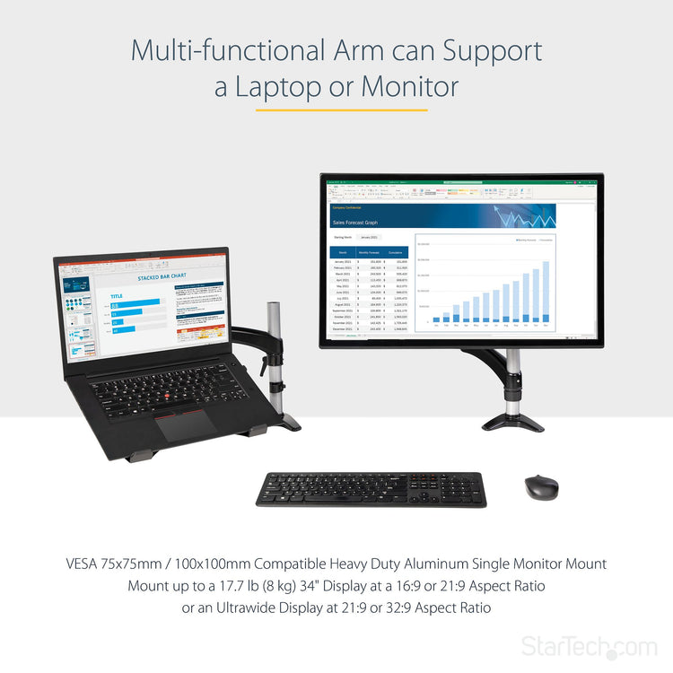 StarTech.com ARMUNONB1 Support de livres Laptop et bras pour écran Noir - Image 12