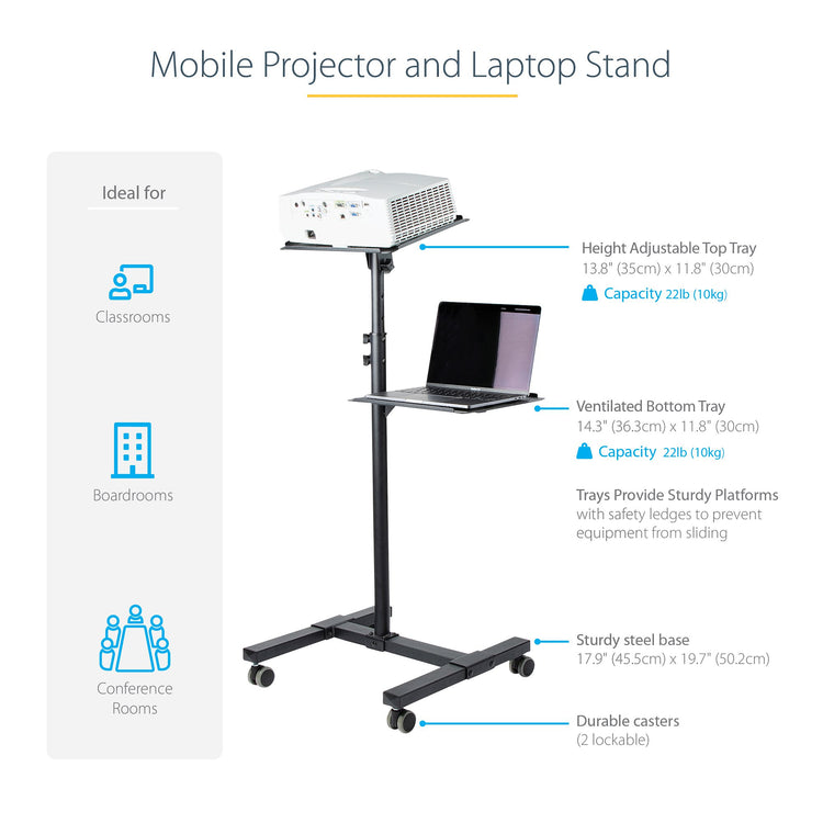 StarTech.com ADJPROJCART chariot et support multimédia Noir - Image 13