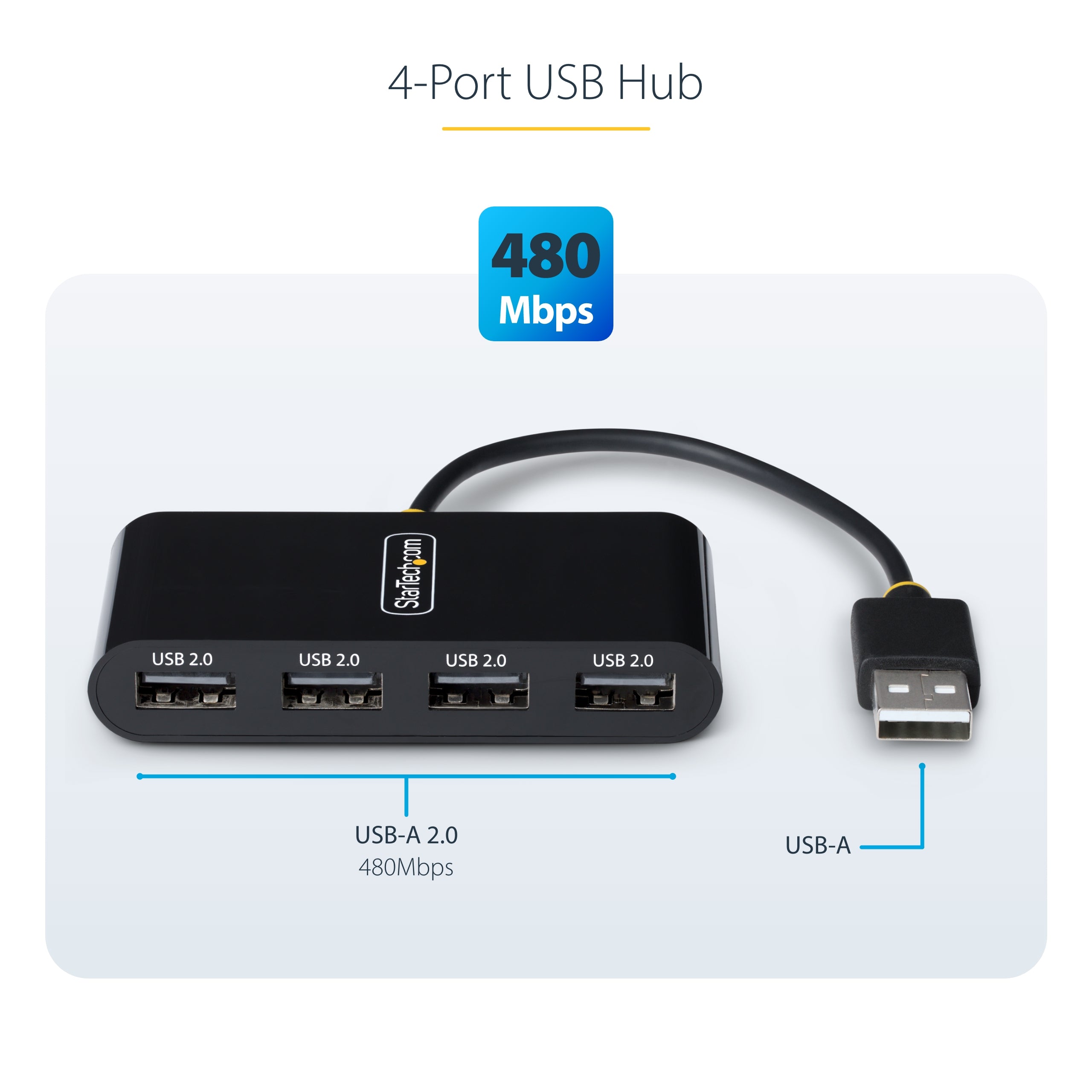 StarTech.com ST4200MINI2-USB-HUB hub & concentrateur 480 Mbit/s Noir - Image 10