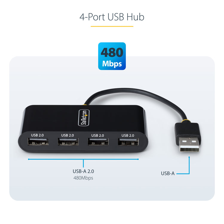 StarTech.com ST4200MINI2-USB-HUB hub & concentrateur 480 Mbit/s Noir - Image 10