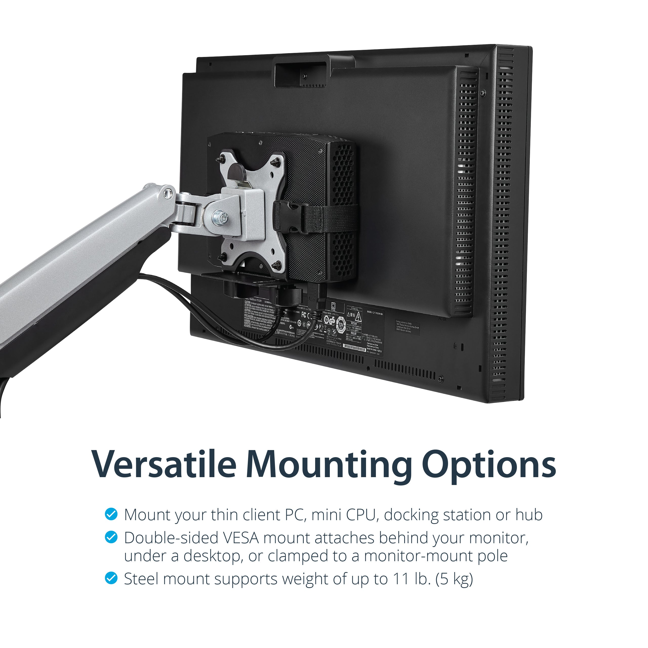 StarTech.com ACCSMNT support pour unité centrale Support de CPU monté sur le socle de l’écran Noir - Image 9