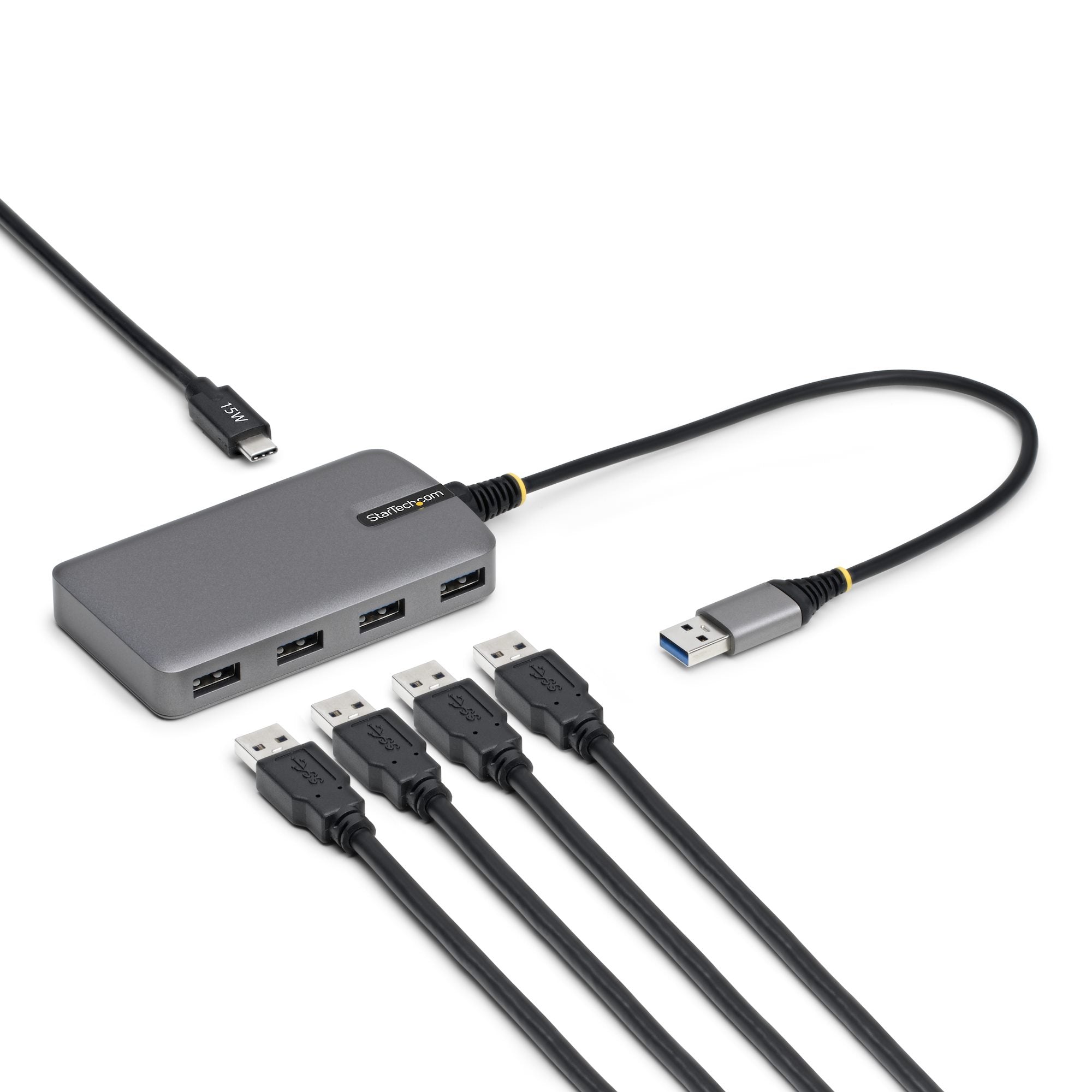 StarTech.com 5G4AC-USB-A-HUB hub & concentrateur USB 3.2 Gen 1 (3.1 Gen 1) Type-A 5000 Mbit/s Gris - Image 1