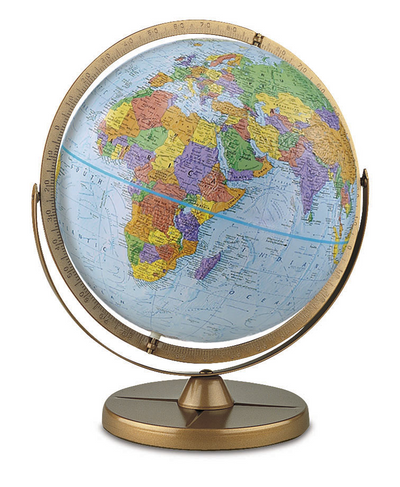 Globe de bureau Replogle Pionnier Océan Bleu, diamètre 12 po/30 cm, avec support métallique et méridien complet (Anglais)