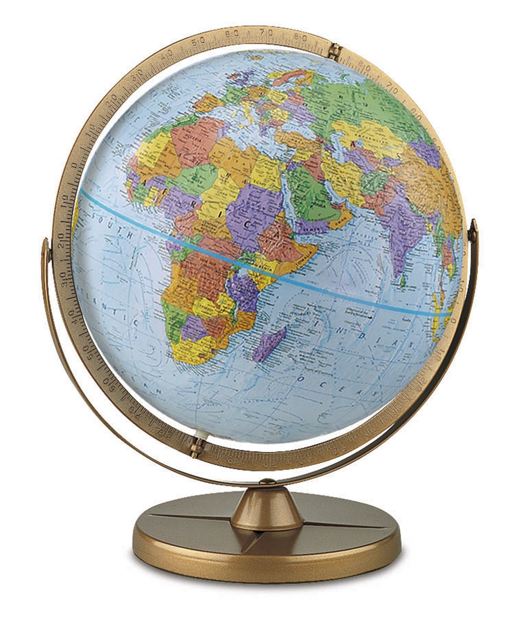 Globe de bureau Replogle Pionnier Océan Bleu, diamètre 12 po/30 cm, avec support métallique et méridien complet (Anglais)