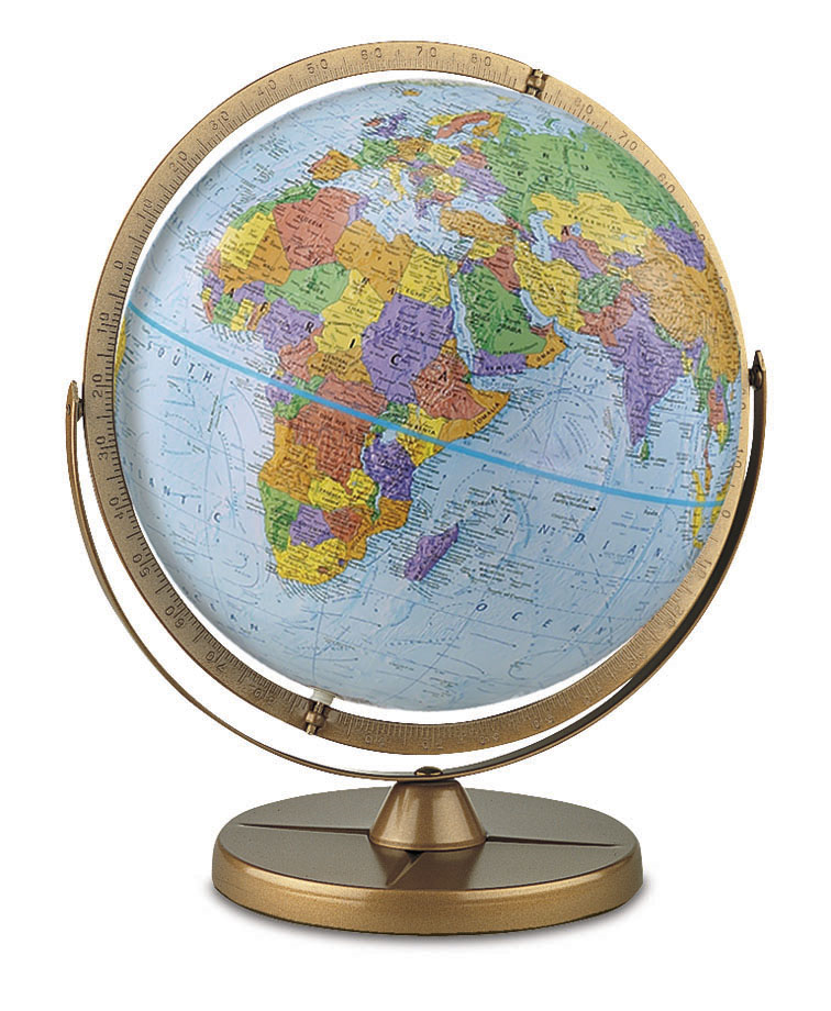 Globe de bureau Replogle Pionnier Océan Bleu, diamètre 12 po/30 cm, avec support métallique et méridien complet (Anglais)