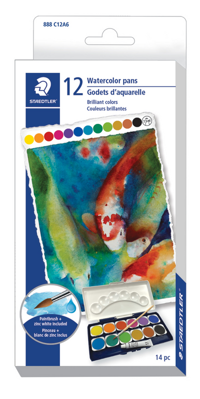 888-C12A602 STAEDTLER-Mars Limited ASSORTIMENT DE PEINTURES AQUARELLES + PINCEAU