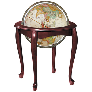 Reine Anne Globe terrestre ancien représentant les fonds marins, sur pied, 16"/40,5 cm de diamètre (Anglais) - Expédié en 2 colis