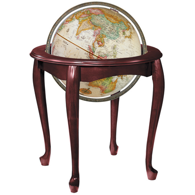 Reine Anne Globe terrestre ancien représentant les fonds marins, sur pied, 16"/40,5 cm de diamètre (Anglais) - Expédié en 2 colis