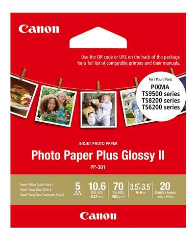 PP-301 Papier Photo Plus Glacé 3,5" x 3,5" (20 feuilles/paquet)
