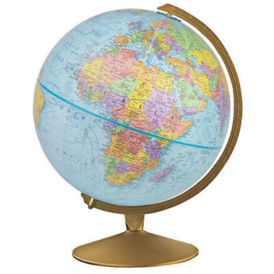 Explorer, Globe de Bureau Océan Bleu, Diamètre 12"/30 cm, avec Support en Métal et Semi-Méridien