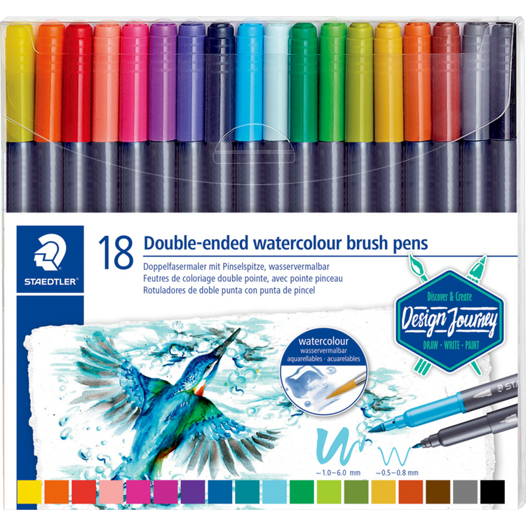Pinceau aquarelle double-pointe 18 pièces