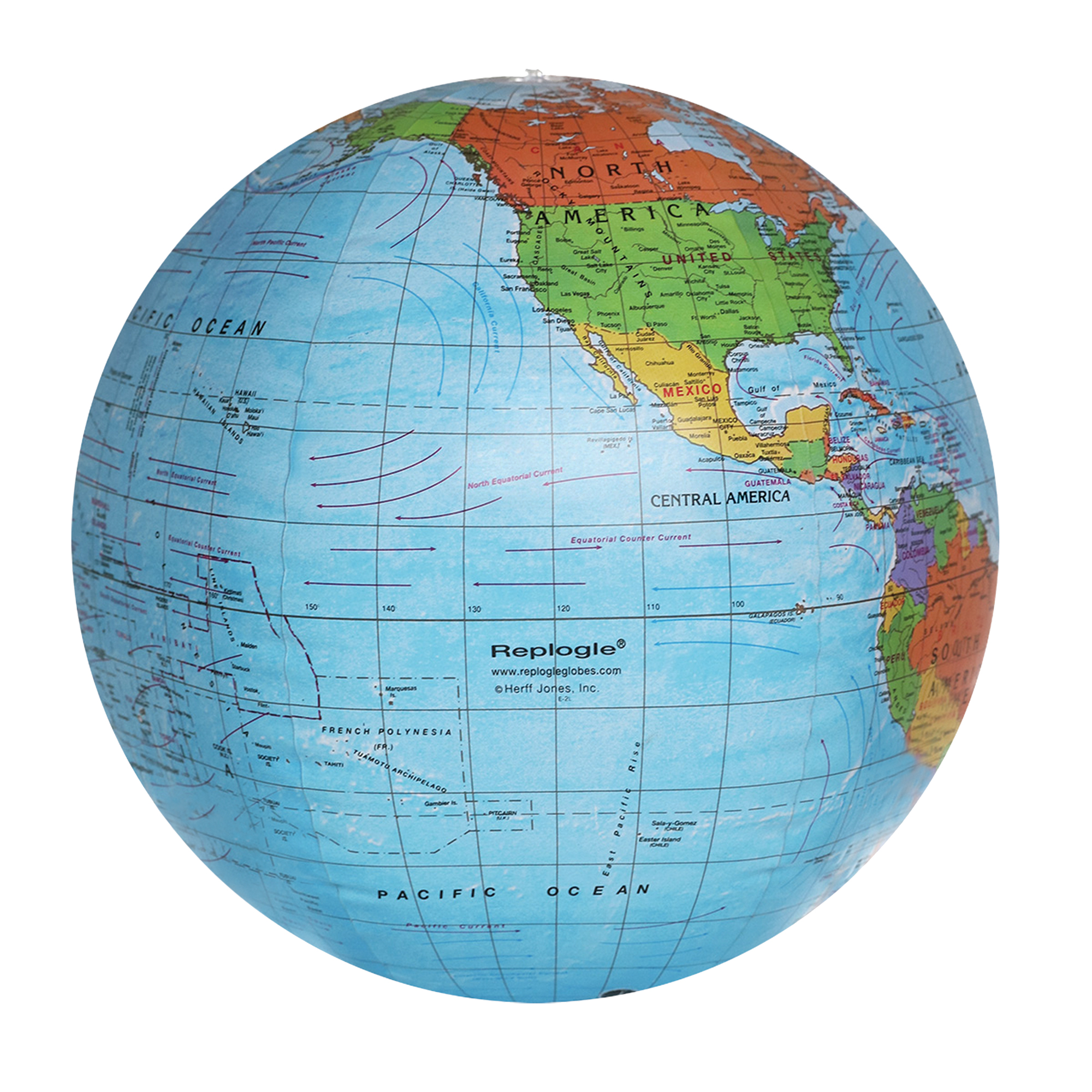 Globe Politique Gonflable Océan Bleu Diamètre 27"/60,5cm (Anglais)
