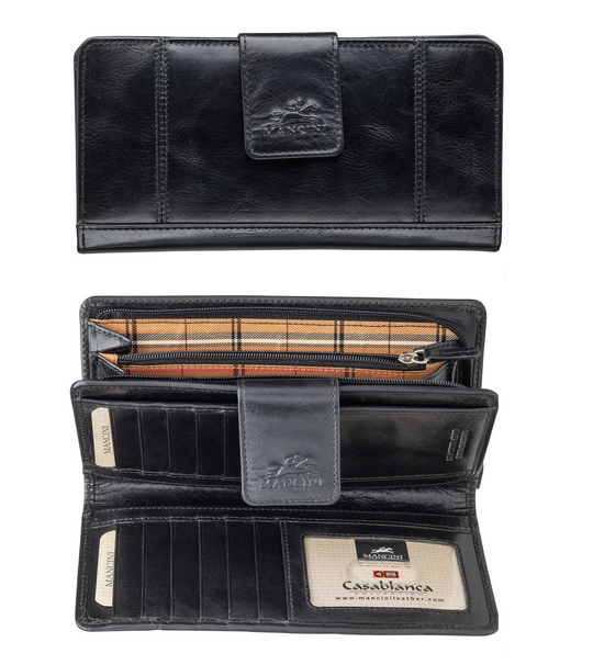 MANCINI Portefeuille pochette sécurisé RFID pour femmes Noir (8700373-BLACK)