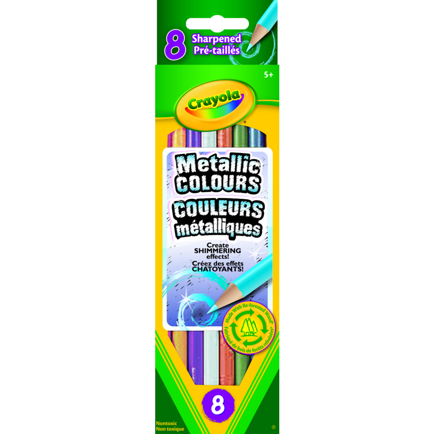 8 Crayons de Couleur Métalliques