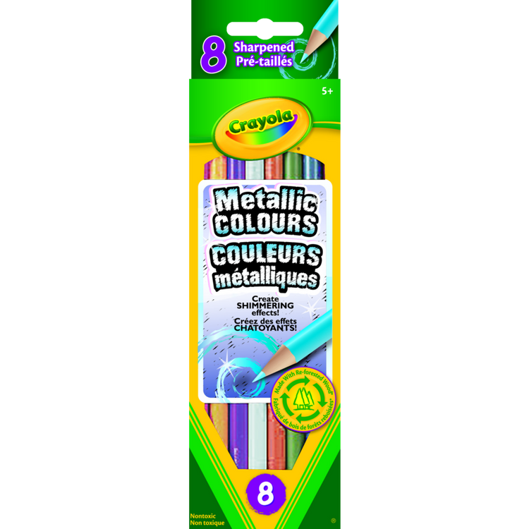 8 Crayons de Couleur Métalliques