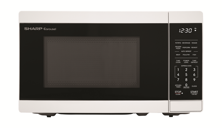 SHARP SMC0760KWC Four à micro-ondes de comptoir blanc 0,7 pi³ 700W avec système de plateau tournant Carousel