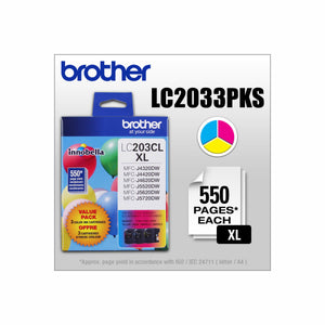 BROTHER LC203CL (LC2033PKS) Color 3-Pack Original Inkjet Cartridge - Cartouches Certifiees