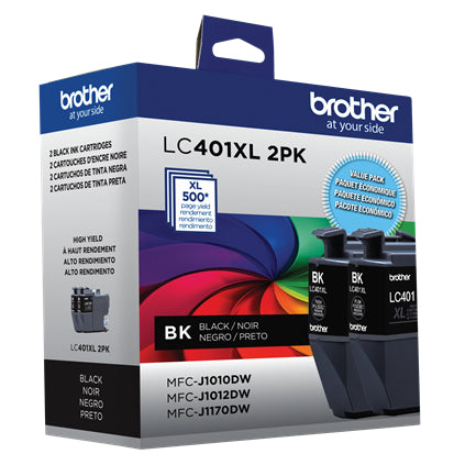 BROTHER LC401XL2PKS Black 2-Pack Original Inkjet Cartridge - Cartouches Certifiees