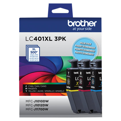 BROTHER LC401XL3PKS Color 3-Pack Original Inkjet Cartridge - Cartouches Certifiees