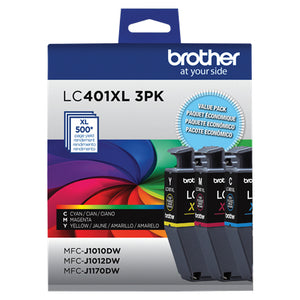 BROTHER LC401XL3PKS Color 3-Pack Original Inkjet Cartridge - Cartouches Certifiees