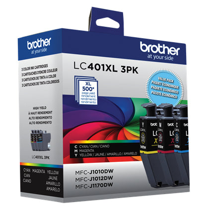 BROTHER LC401XL3PKS Color 3-Pack Original Inkjet Cartridge - Cartouches Certifiees