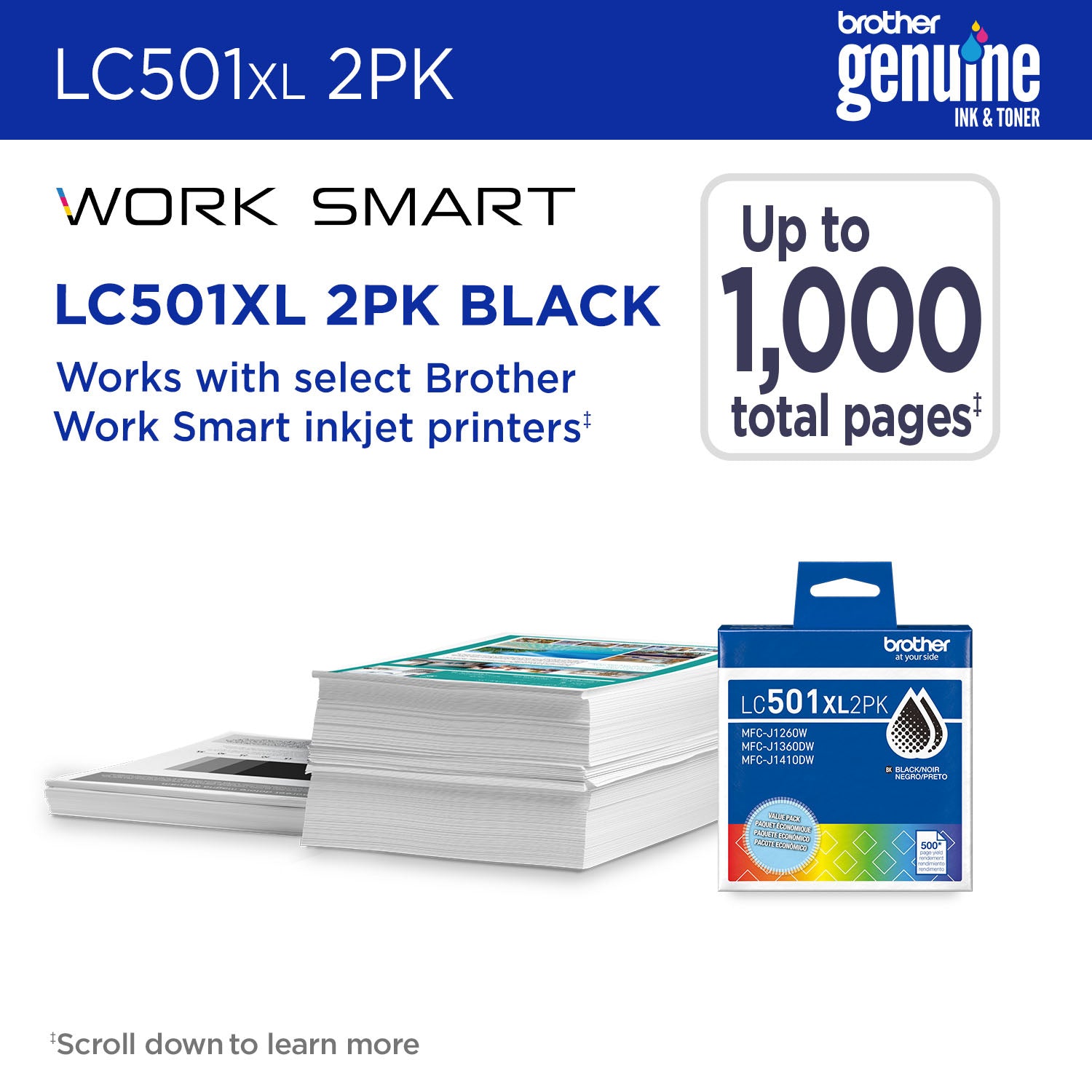 BROTHER LC501XL2PKS Black Original Inkjet Cartridge - Cartouches Certifiees