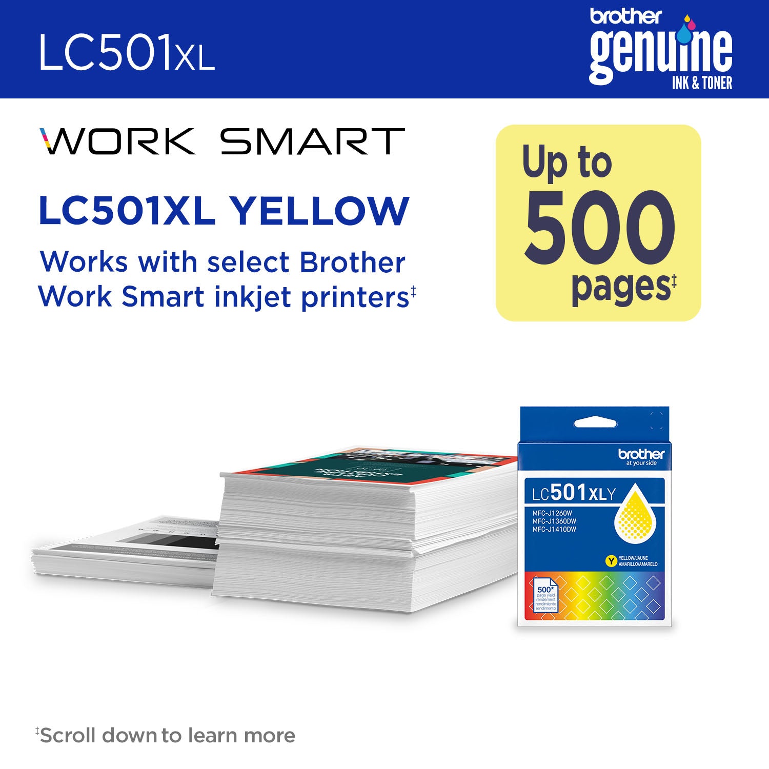 BROTHER LC501XLYS Yellow Original Inkjet Cartridge - Cartouches Certifiees