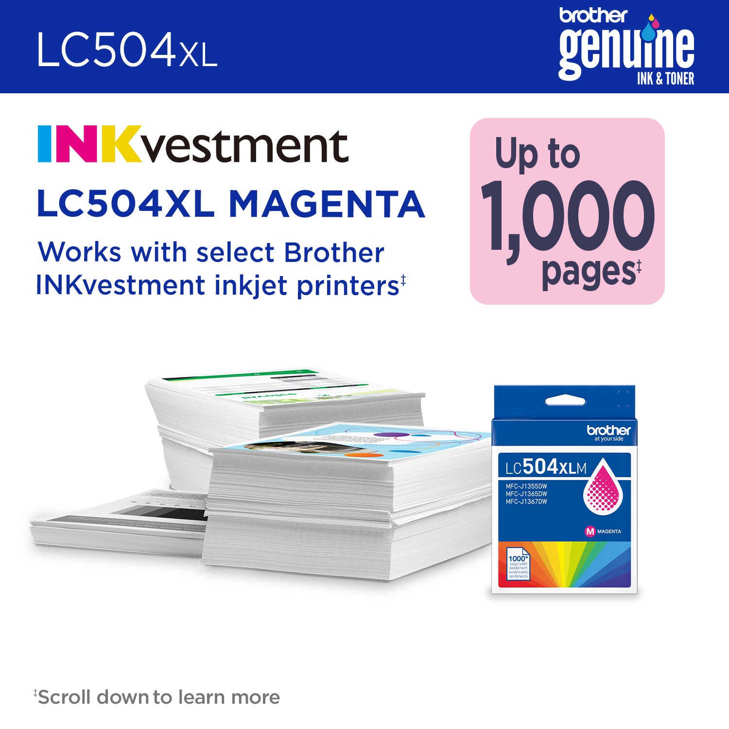 BROTHER LC504XLMS Magenta Original Inkjet Cartridge - Cartouches Certifiees