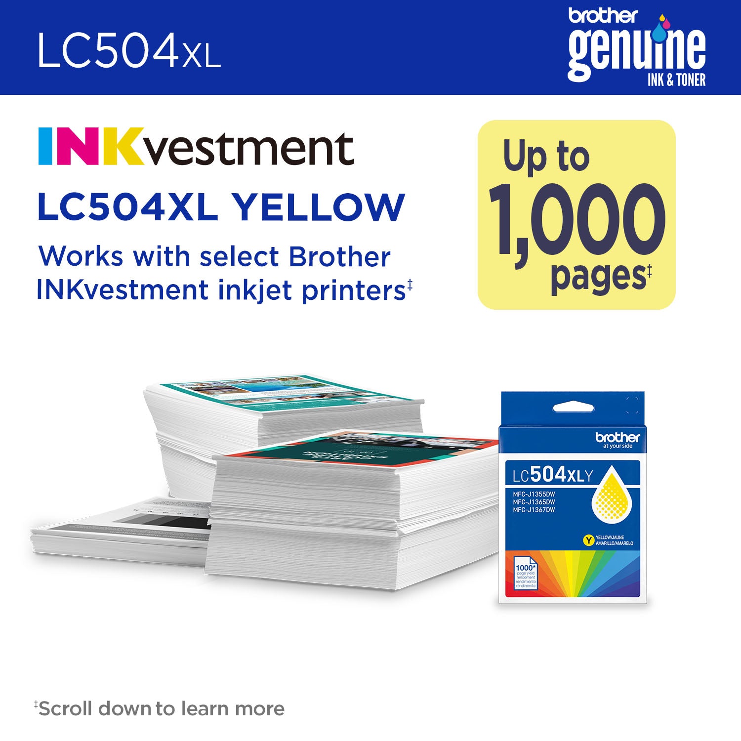 BROTHER LC504XLYS Yellow Original Inkjet Cartridge - Cartouches Certifiees