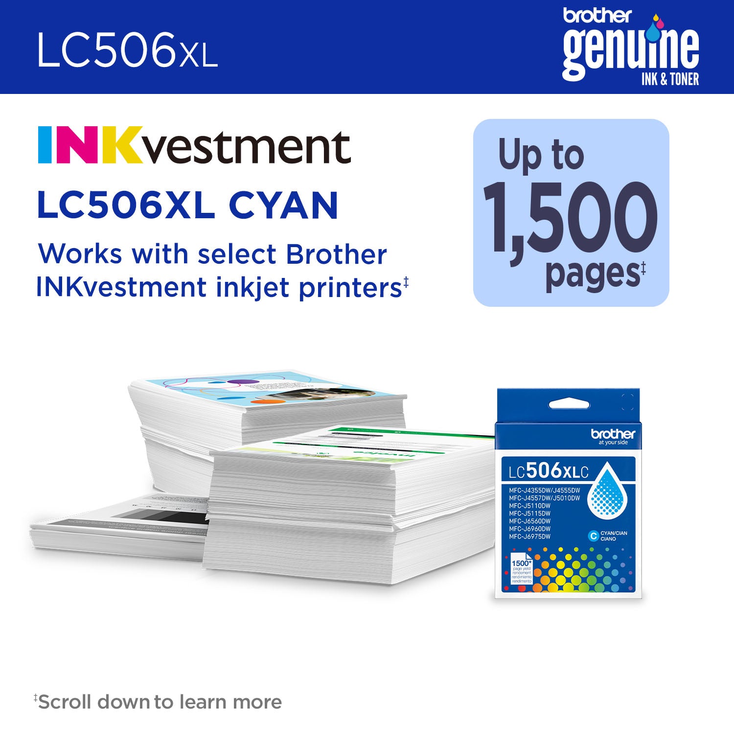 BROTHER LC506XLCS Cyan Original Inkjet Cartridge - Cartouches Certifiees