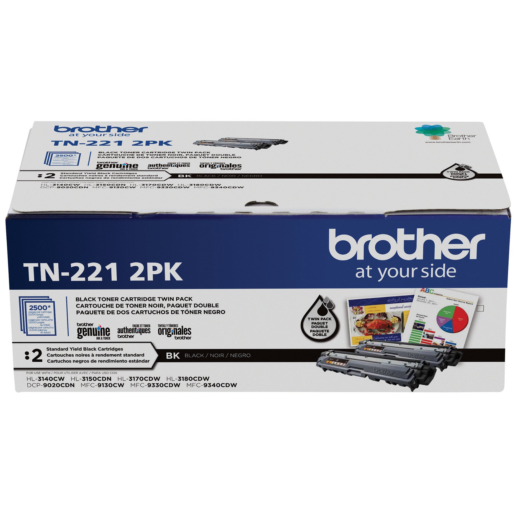 BROTHER TN-2212PK 2-Pack Black Original Toner Cartridge - Cartouches Certifiees