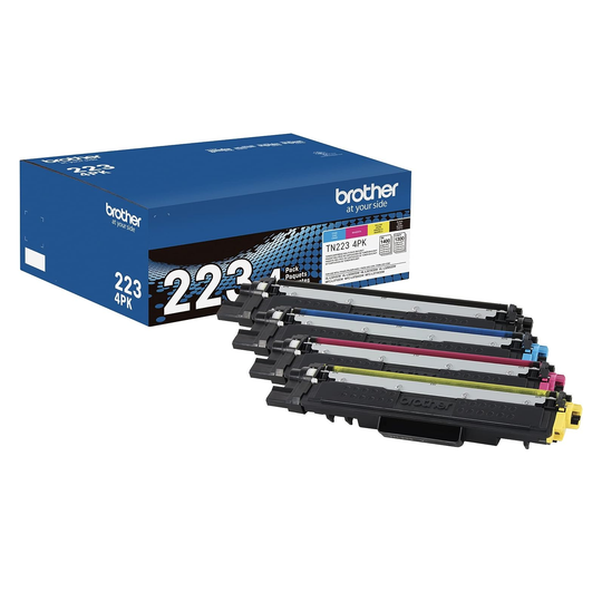 BROTHER TN-223 Ensemble de 4 Cartouche Laser Noir et Couleur Originale