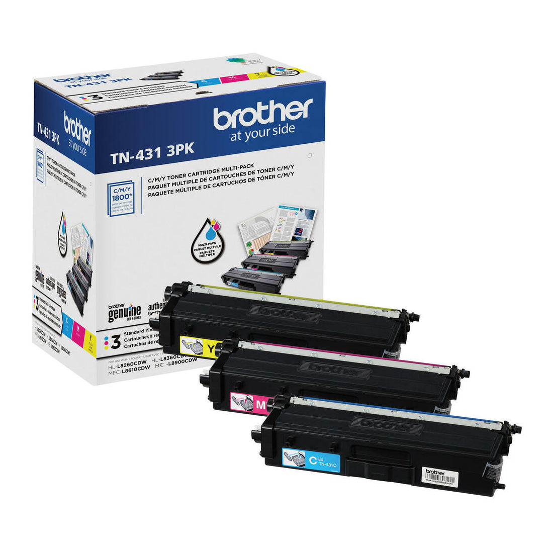 BROTHER TN-431 Color 3-Pack Original Toner Cartridge - Cartouches Certifiées