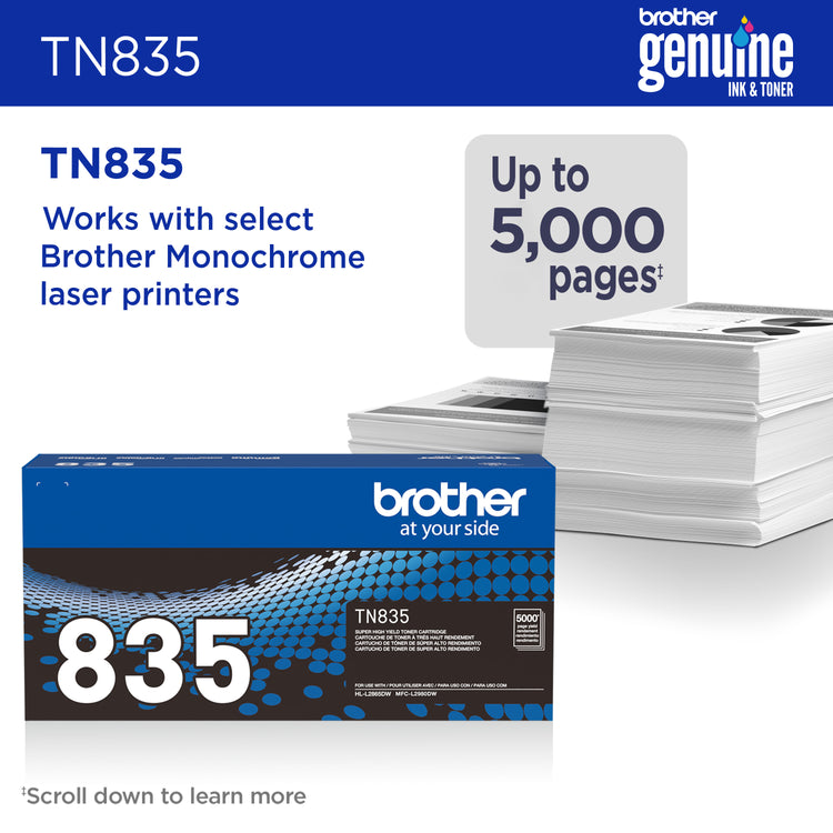 BROTHER TN835 Black Original Toner Cartridge - Cartouches Certifiees