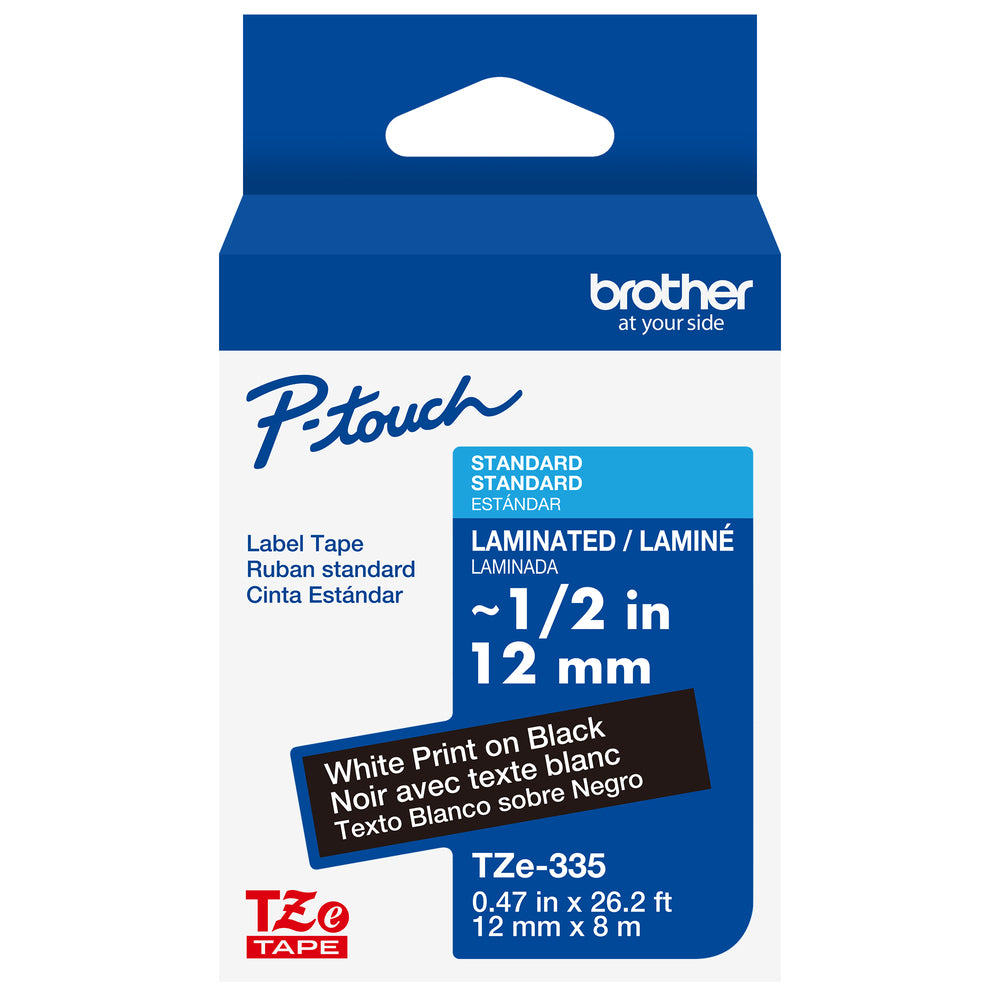 BROTHER TZe-335 Original White on Black Laminated Tape (TZE335G) - Cartouches Certifiees