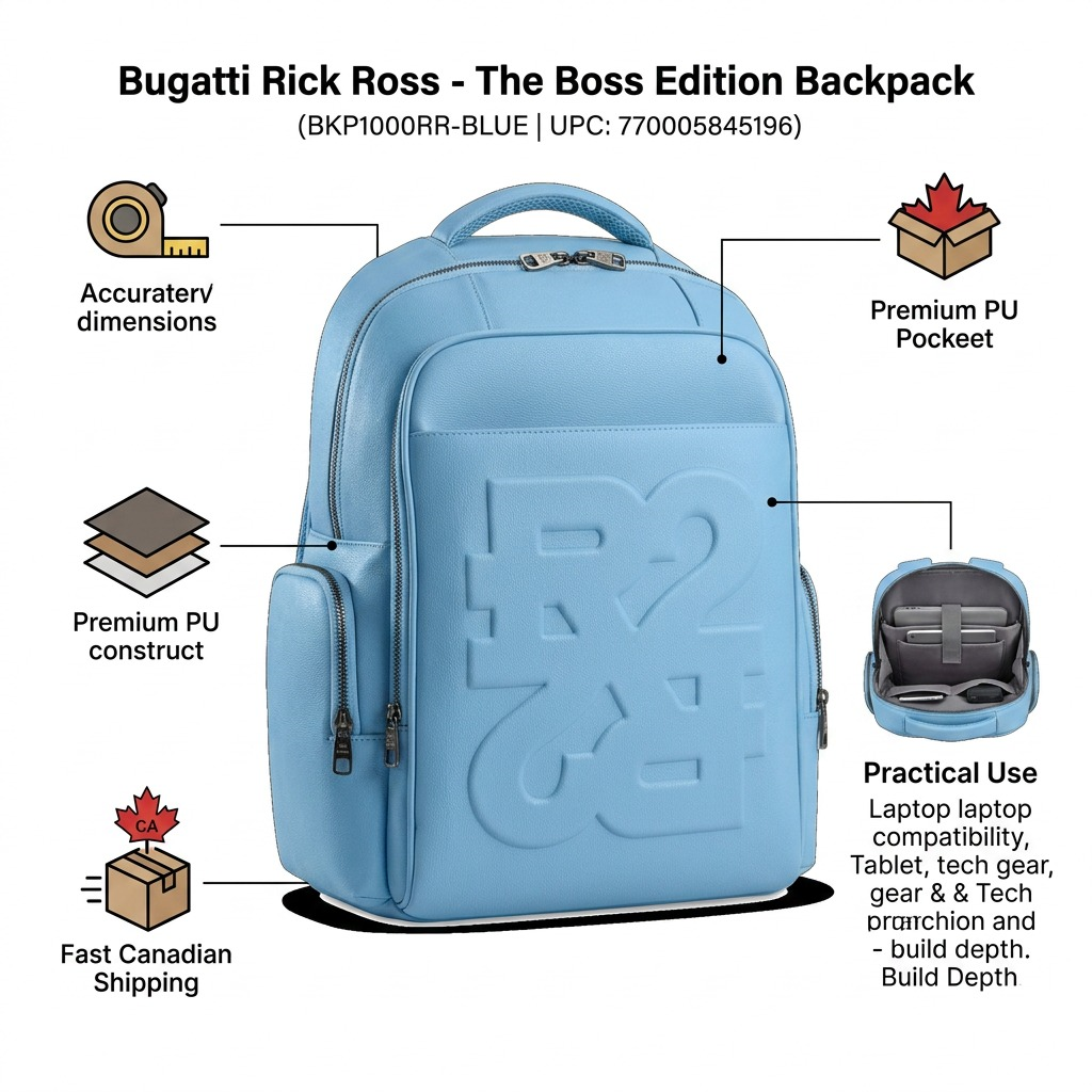 BUGATTI Rick Ross - The Boss Edition Backpack - PU Drift Blue (BKP1000RR-BLUE) - Cartouches Certifiees