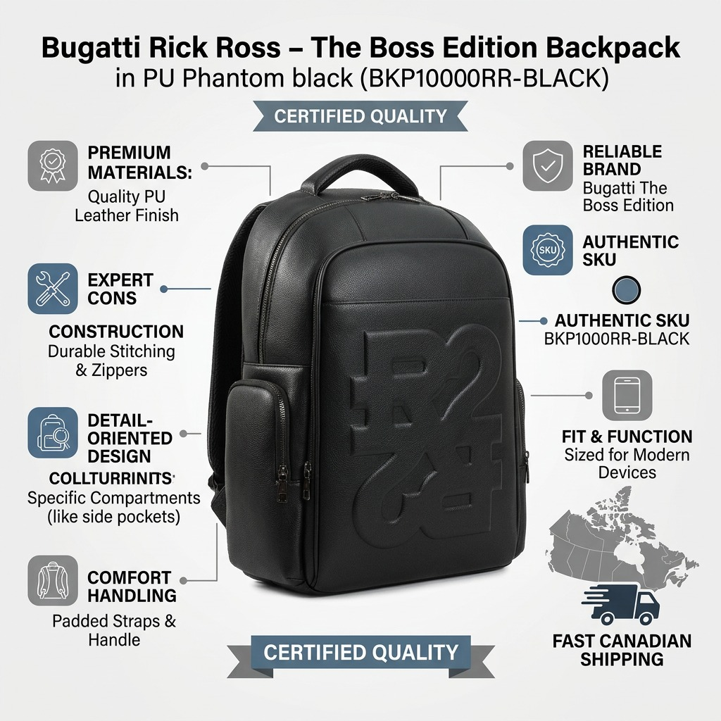 BUGATTI Rick Ross - The Boss Edition Backpack - PU Phantom black (BKP1000RR-BLACK) - Cartouches Certifiees