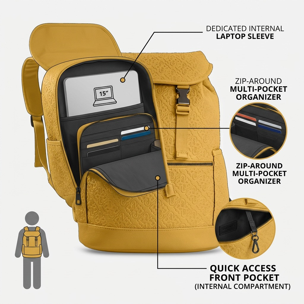 BUGATTI Rick Ross - The Boss Edition Backpack - PU Voltage Yellow (BKP1005RR-YELLOW) - Cartouches Certifiees