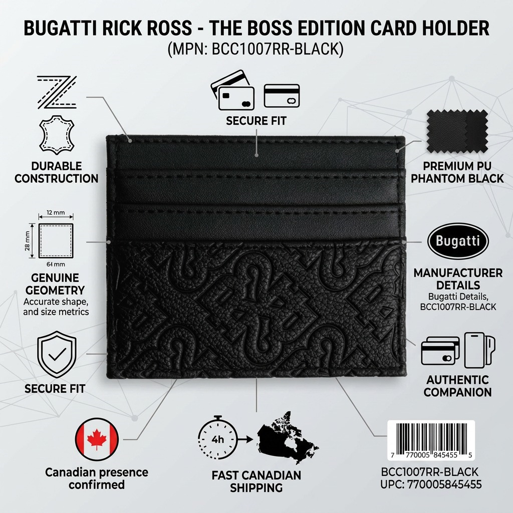 BUGATTI Rick Ross - The Boss Edition Card Holder - PU Phantom Black (BCC1007RR-BLACK) - Cartouches Certifiees