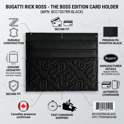 BUGATTI Rick Ross - The Boss Edition Card Holder - PU Phantom Black (BCC1007RR-BLACK) - Cartouches Certifiees