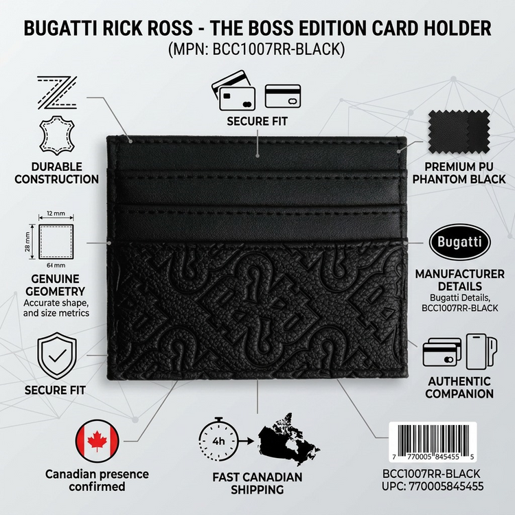 BUGATTI Rick Ross - The Boss Edition Card Holder - PU Phantom Black (BCC1007RR-BLACK) - Cartouches Certifiees