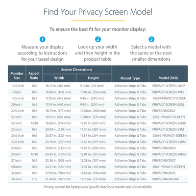 StarTech.com PRIVACY-SCREEN-238M filtre anti-reflets pour écran et filtre de confidentialité 60,5 cm (23.8") Moniteur Filtre de confidentialité sans bords pour ordinateur - Image 12