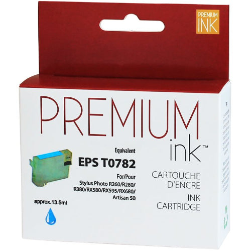 Compatible EPSON T078 (T078220) Cyan Inkjet Cartridge Premium Quality - Cartouches Certifiées