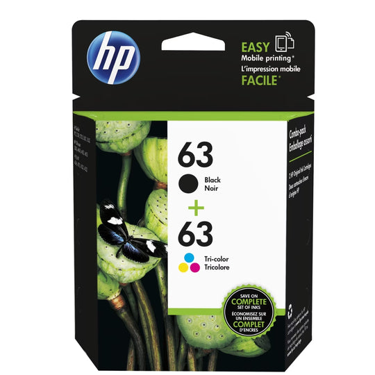 HP 63 (L0R46AN) Paquet de Noir et Couleur Originale Cartouche à Jet d'encre