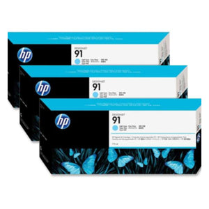 HP 91 775ml (C9486A) 3 Pack Light Cyan Original Inkjet Cartridge - Cartouches Certifiées